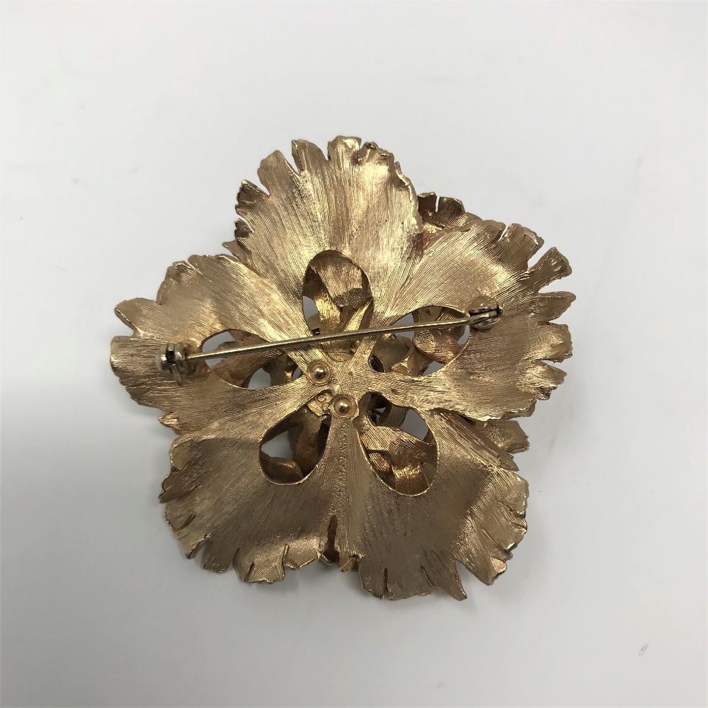 (SOLD)Gold & Frosted Silver Purple Trembler Brooch - Picture 6 of 6